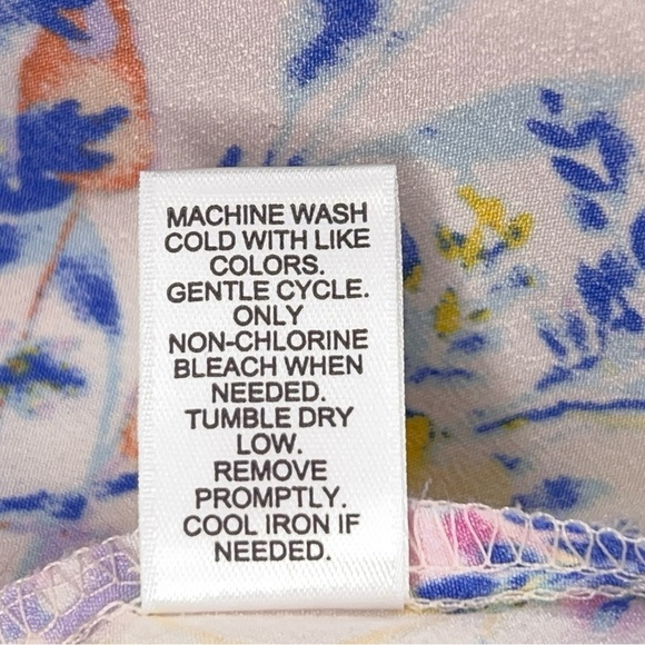 Small Y2K Era Cato Floral Blouse Top One Shoulder Asymmetrical White Pink Blue - Picture 11 of 14